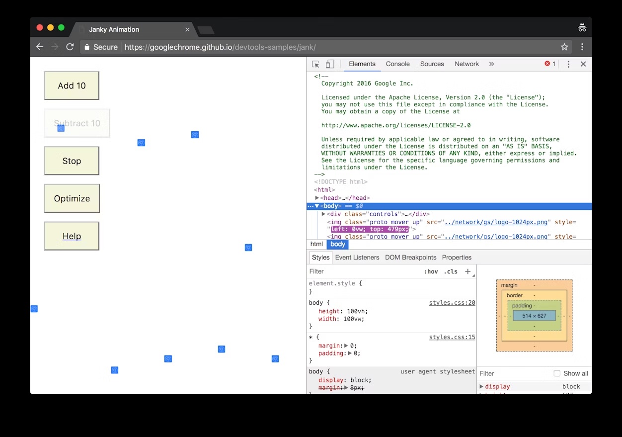 A screenshot of a Chrome DevTools demo.